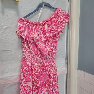 Vintage . Sun dress. One shoulder. Pockets.